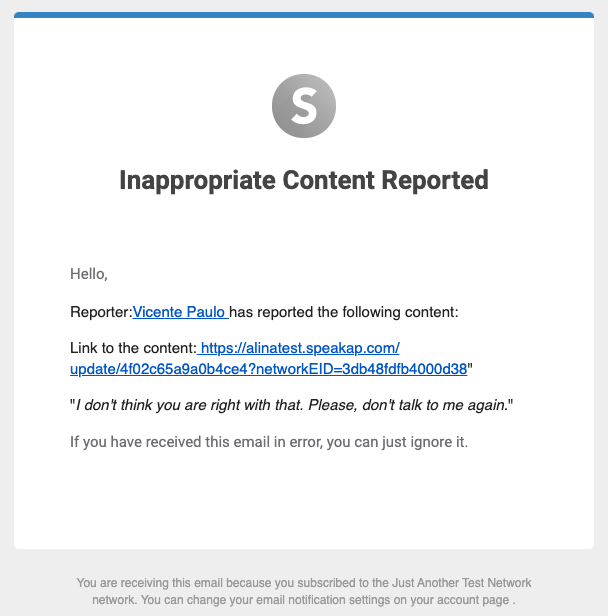 Configuring report abuse email – Speakap Support